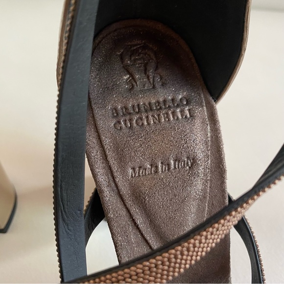 Brunello Cucinelli Monili-Trim Strappy Sandals, Rose Gold NEW - Picture 7 of 12